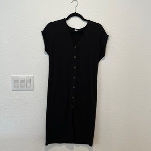 Old Navy button front black ribbed dress